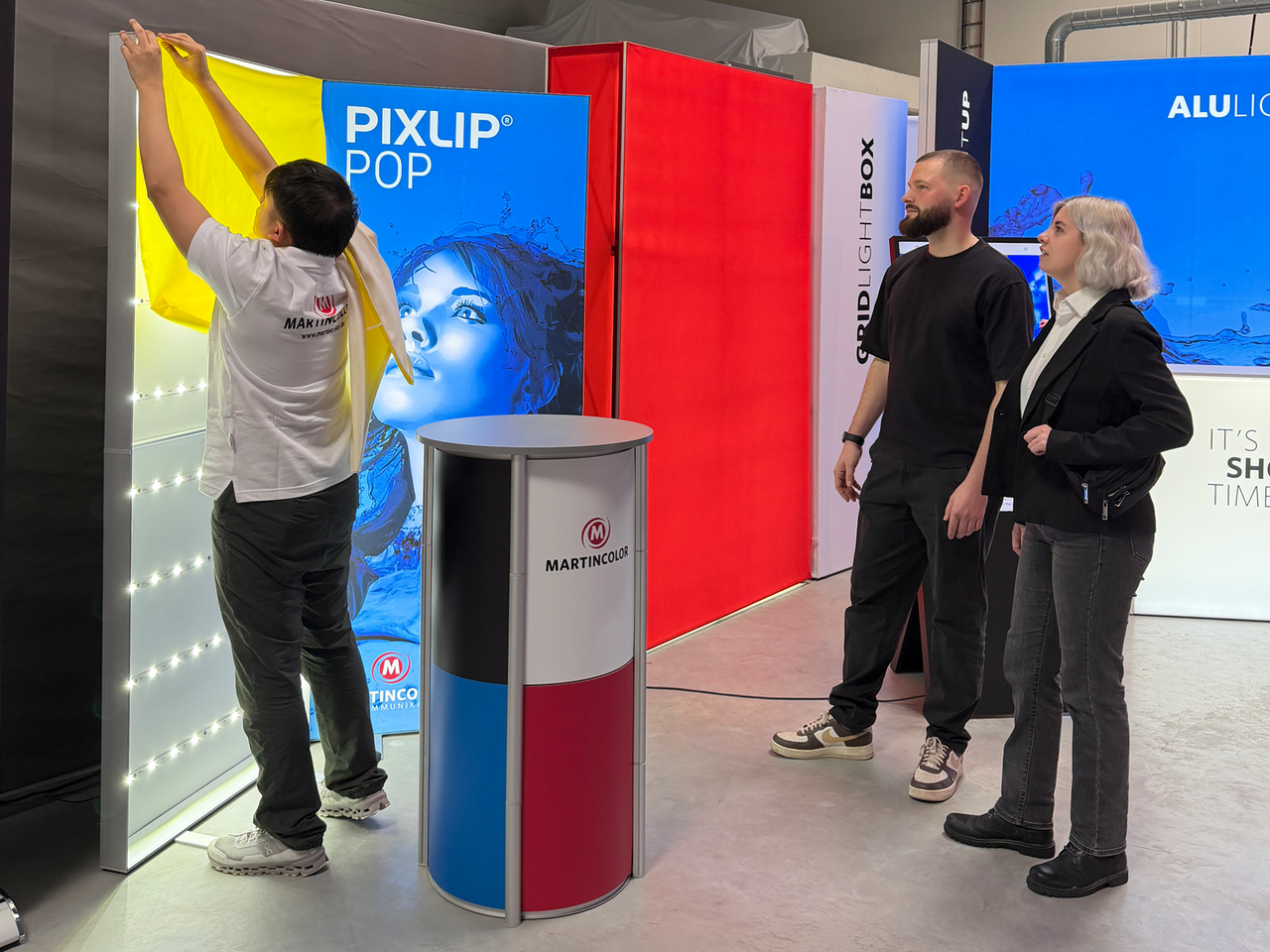 Graphic installation on an LED exhibition wall