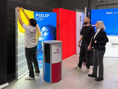 Graphic installation on an LED exhibition wall