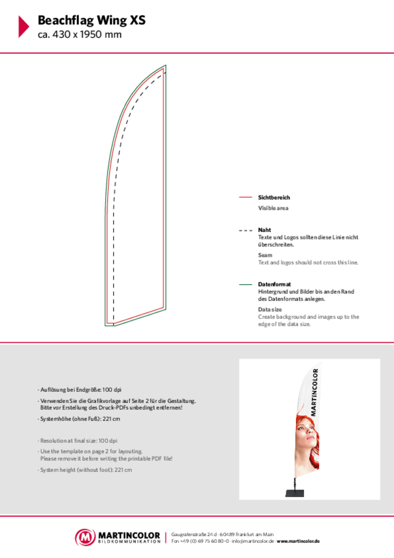 Beachflag Wing Datenblatt PDF