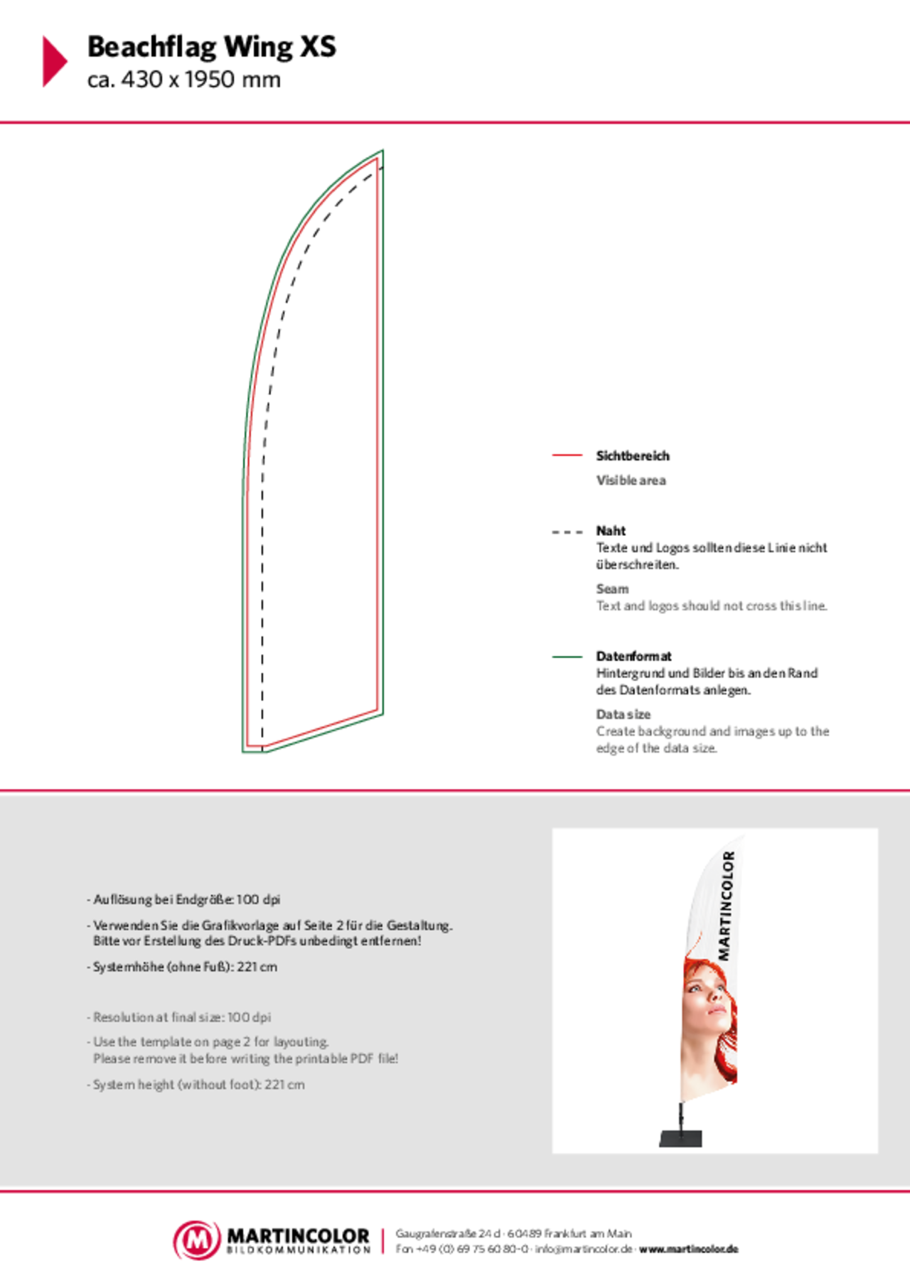Beachflag Wing data sheet PDF