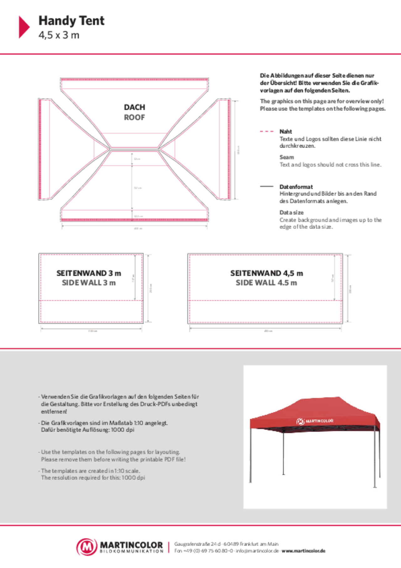 Handy Tent 4,5x3 data sheet PDF