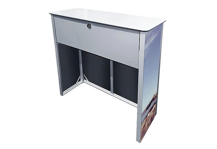 Expolinc Fold Out Counter mit abschließbarem Fach Expolinc Fold Out Counter mit abschließbarem Fach