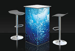 OCTAlumina standing table with bar stool
