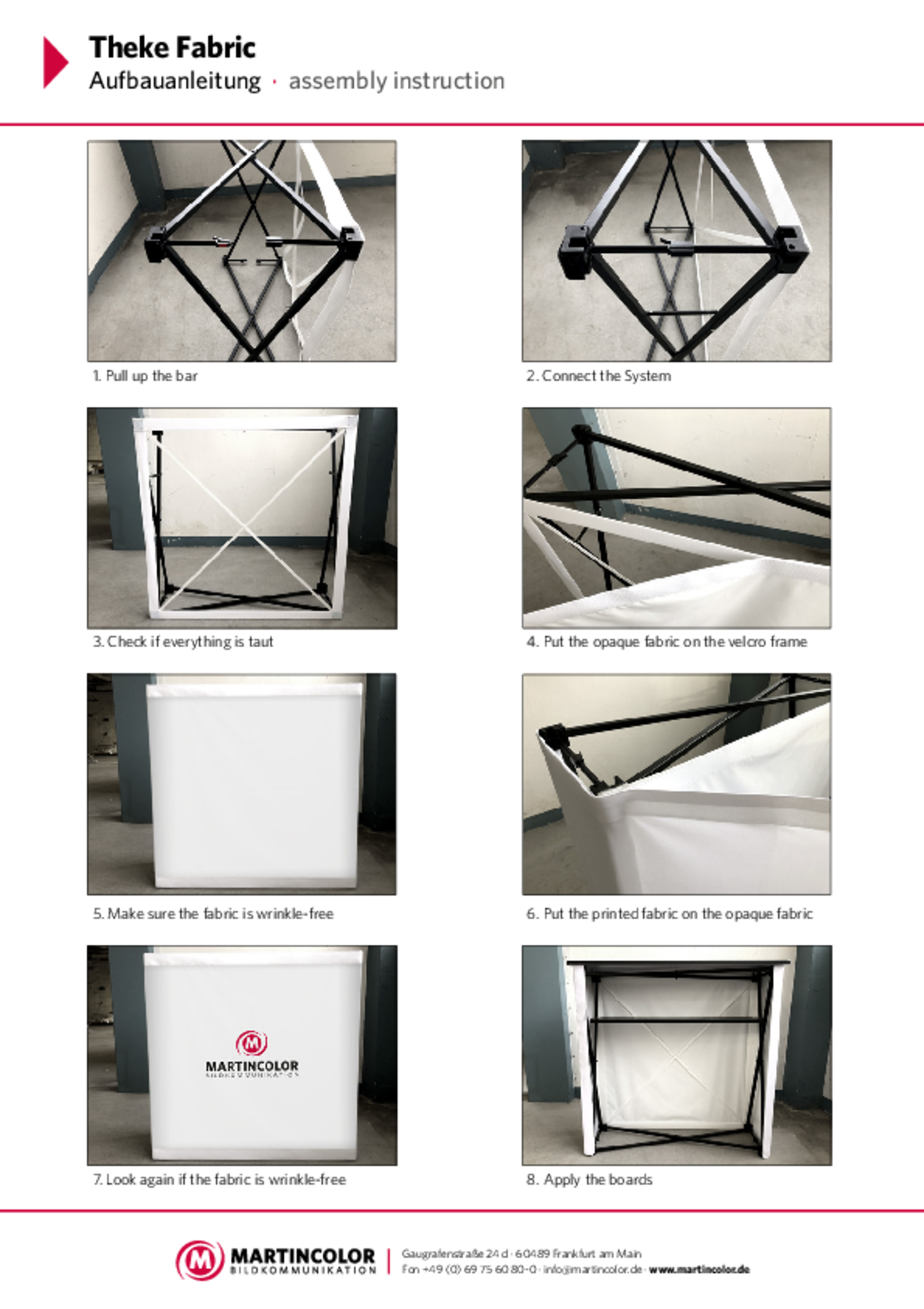Counter Fabric assembly instructions PDF