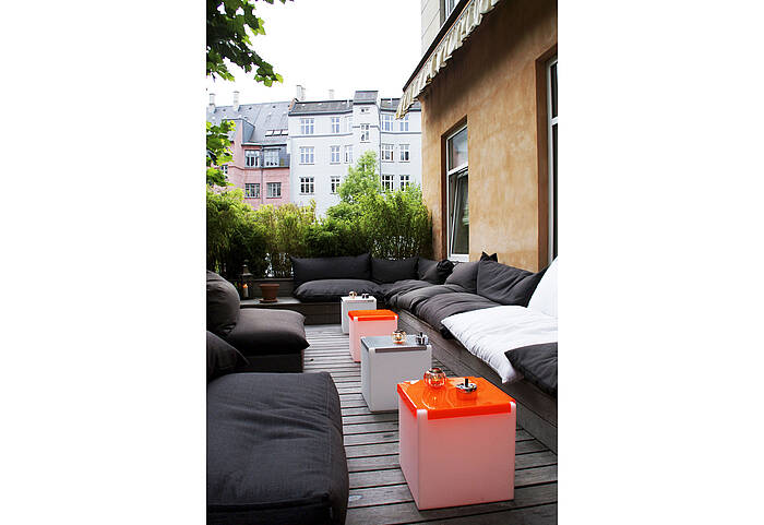 Luminous cube CUBO INOX Example 5
