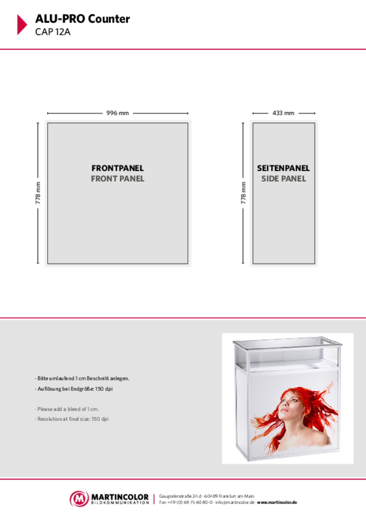 ALU-PRO Counter Vitrine Datenblatt PDF