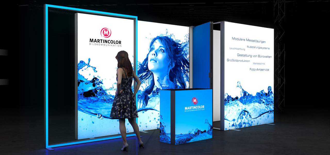 Beleuchteter Messestand