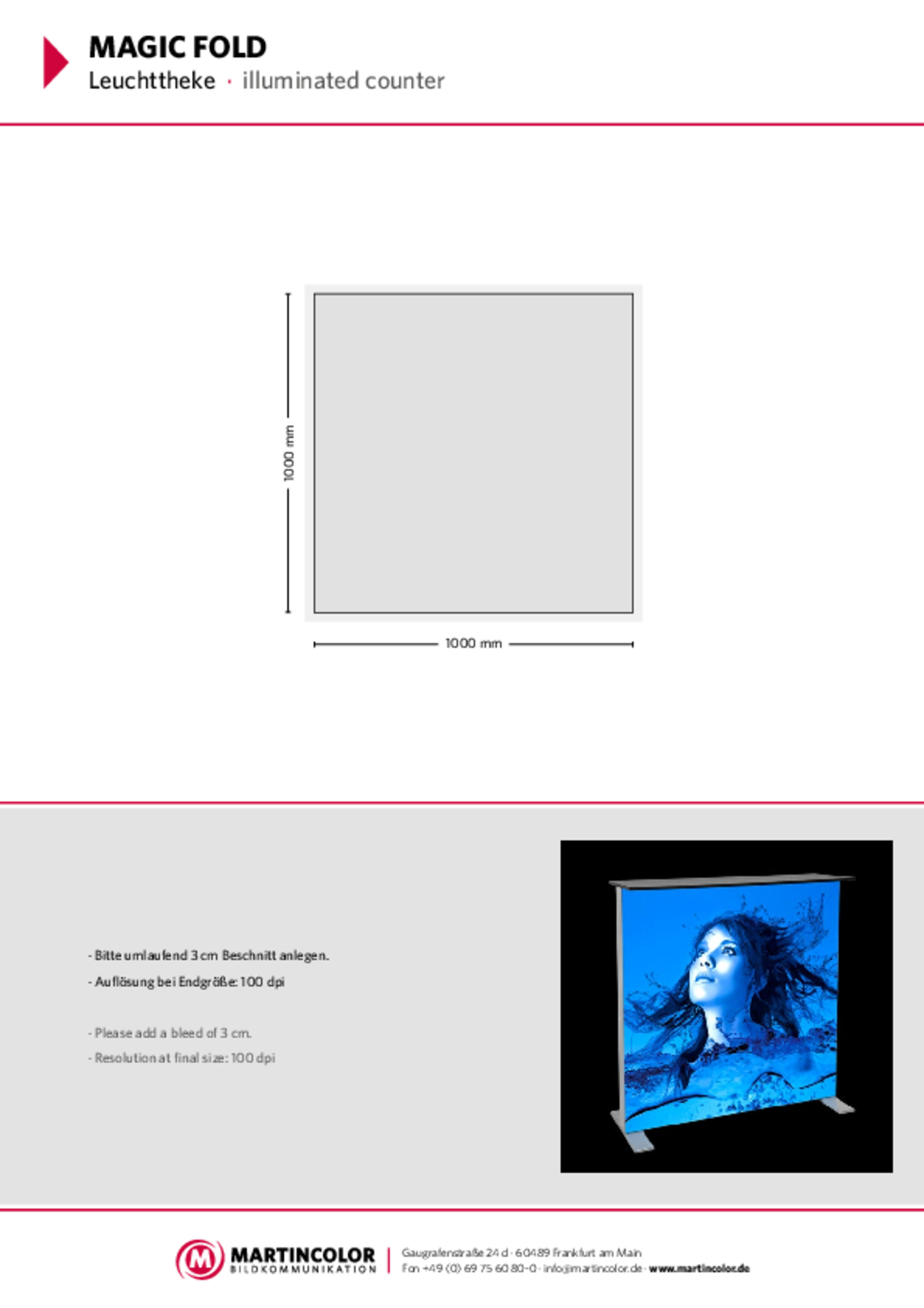 MAGIC FOLD Illuminated Counter data sheet PDF