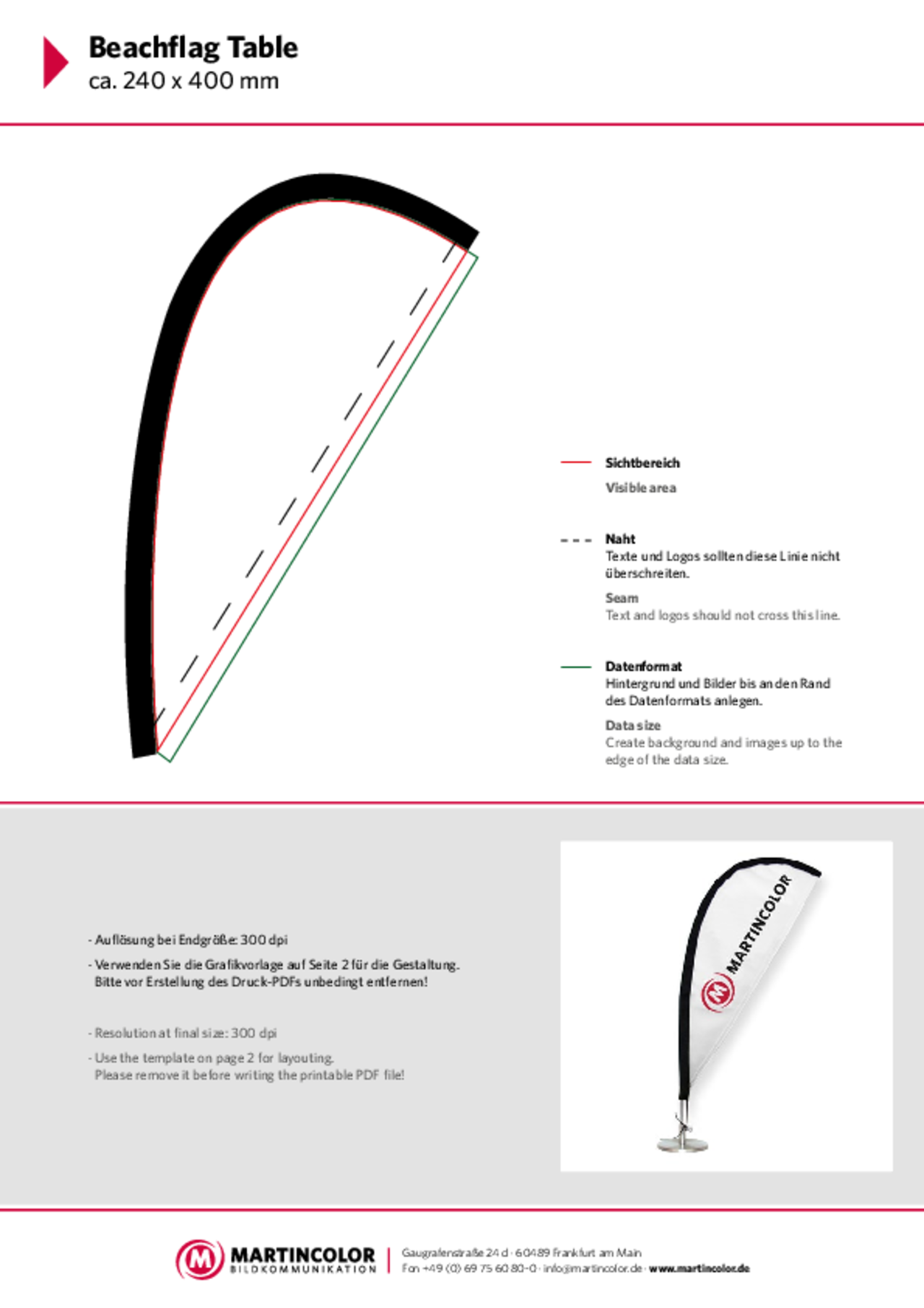 Beachflag Table Datenblatt PDF