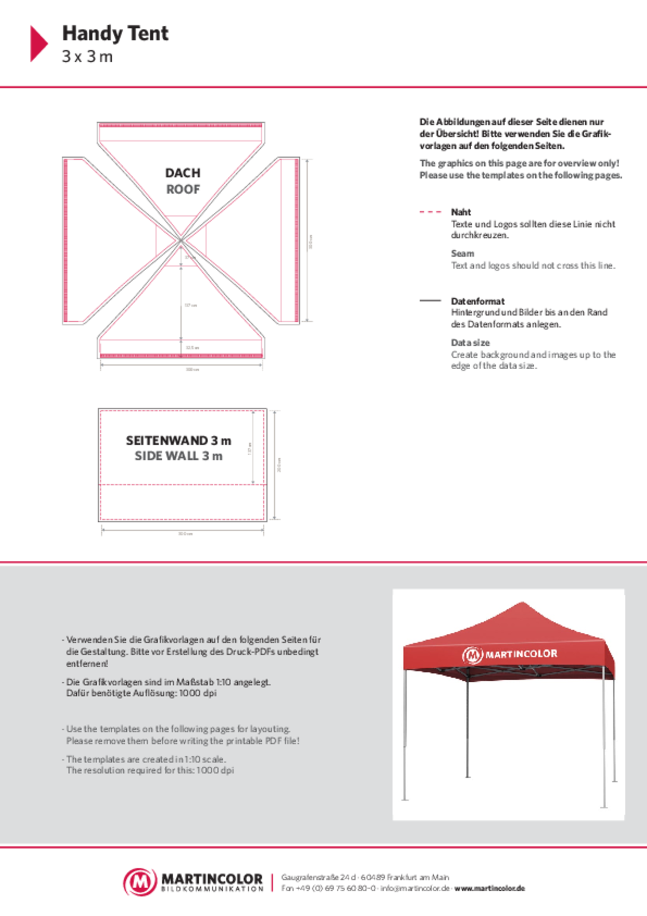 Handy Tent 3x3 data sheet PDF