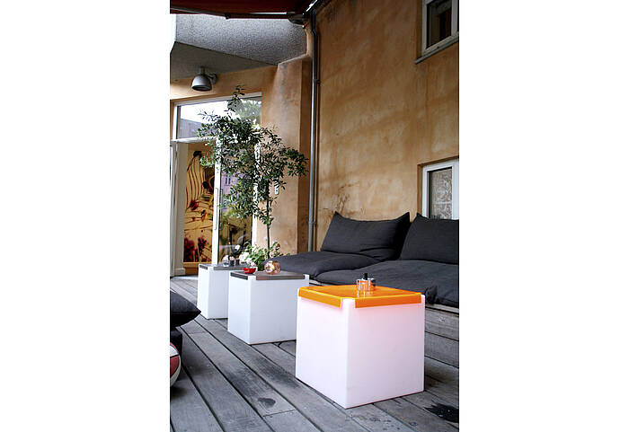 Luminous cube CUBO INOX Example 3