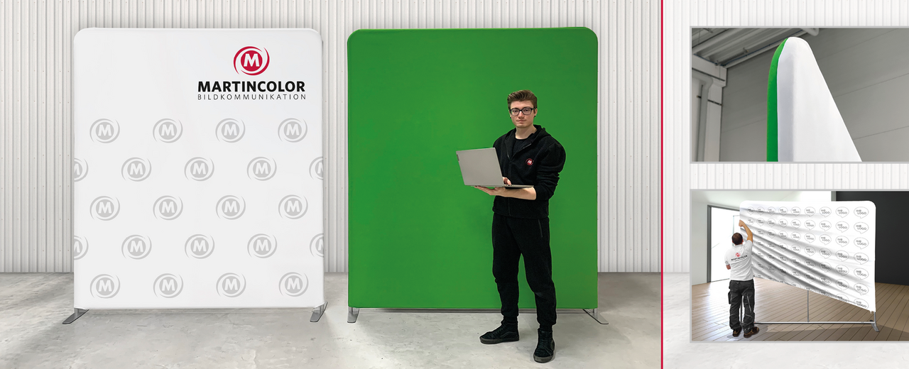 Greenscreen back wall online meeting