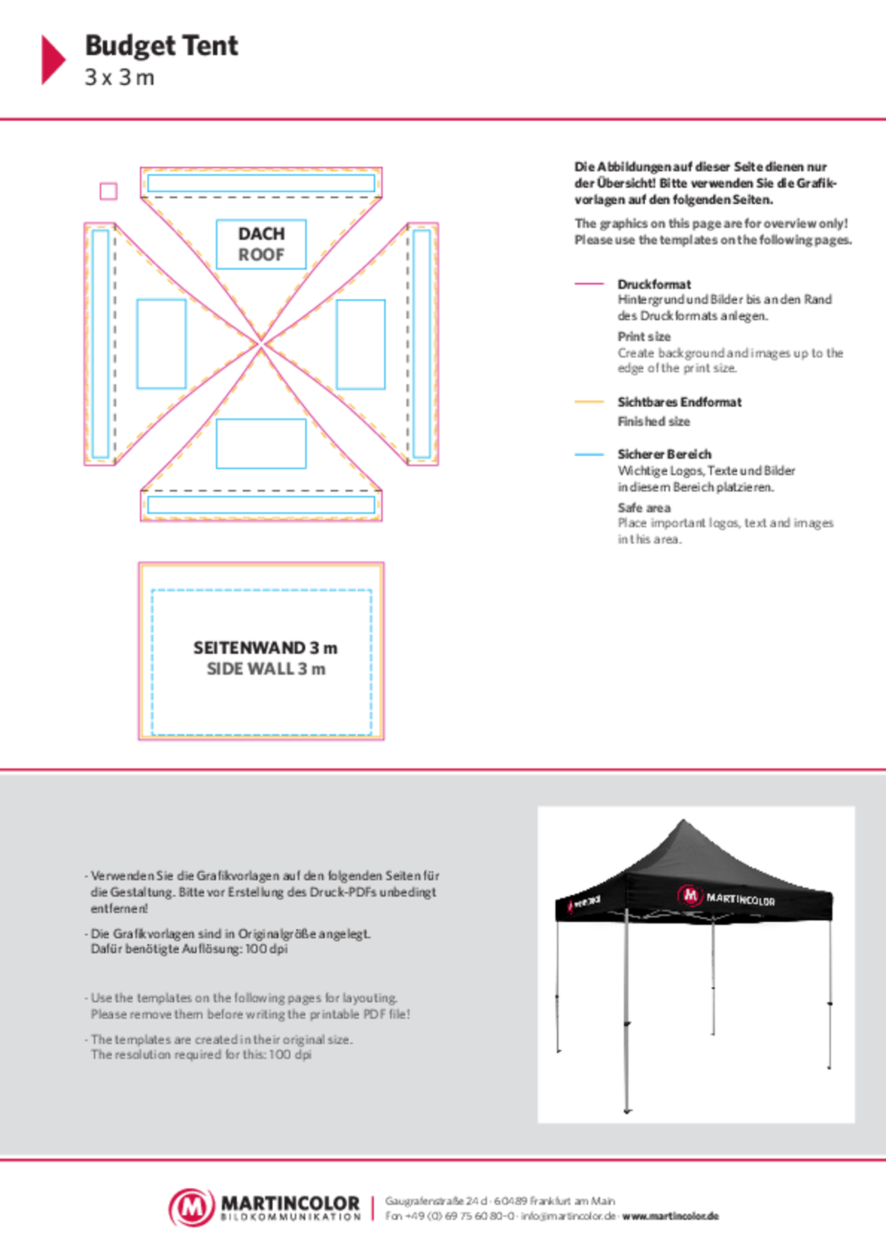 Budget Tent 3x3 data sheet PDF