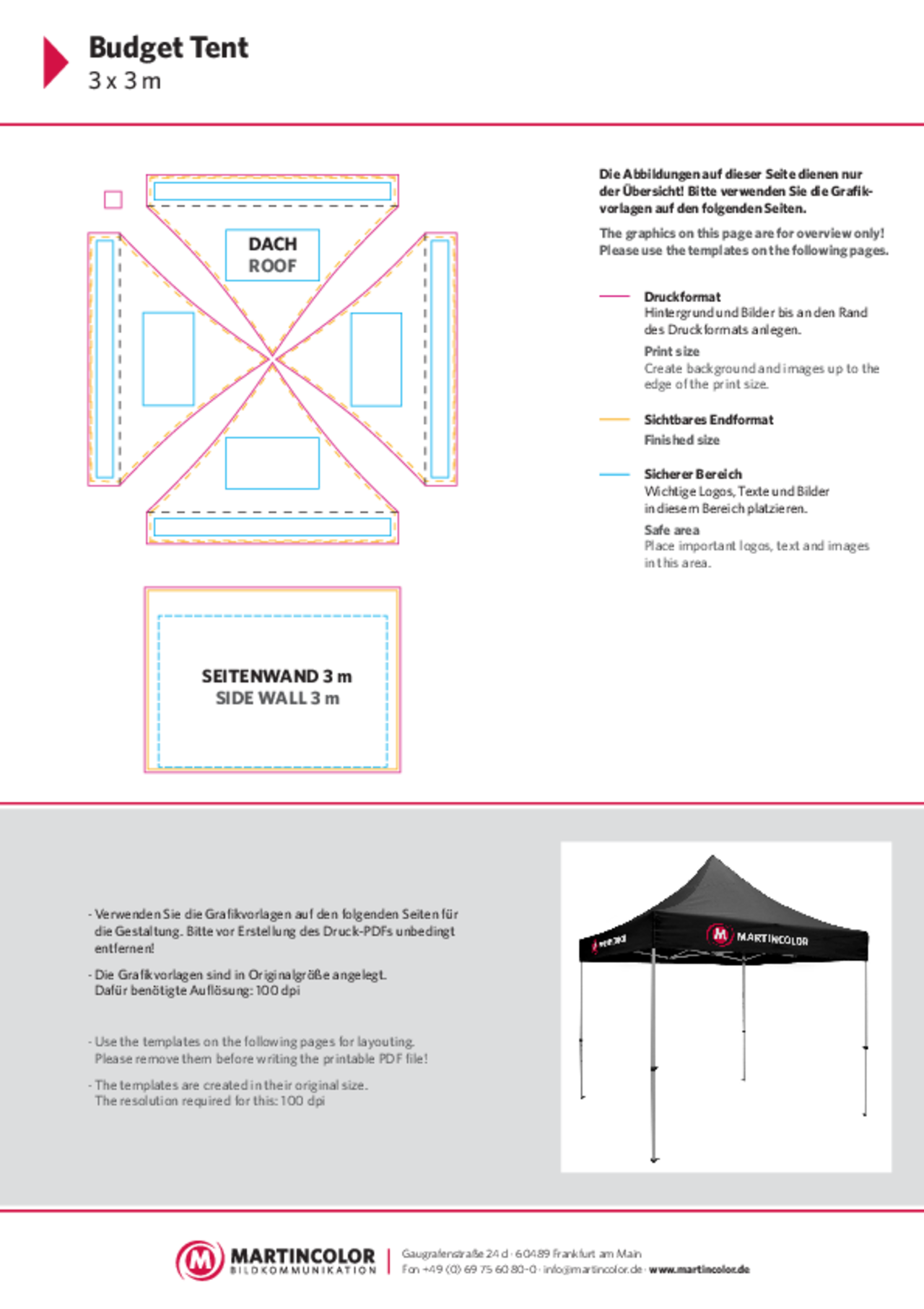 Budget Tent 3x3 data sheet PDF