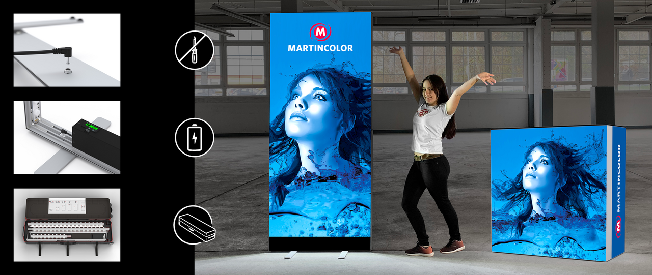 Illuminated display with battery