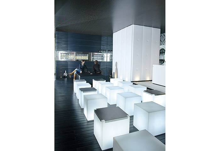 Luminous cube CUBO INOX Example