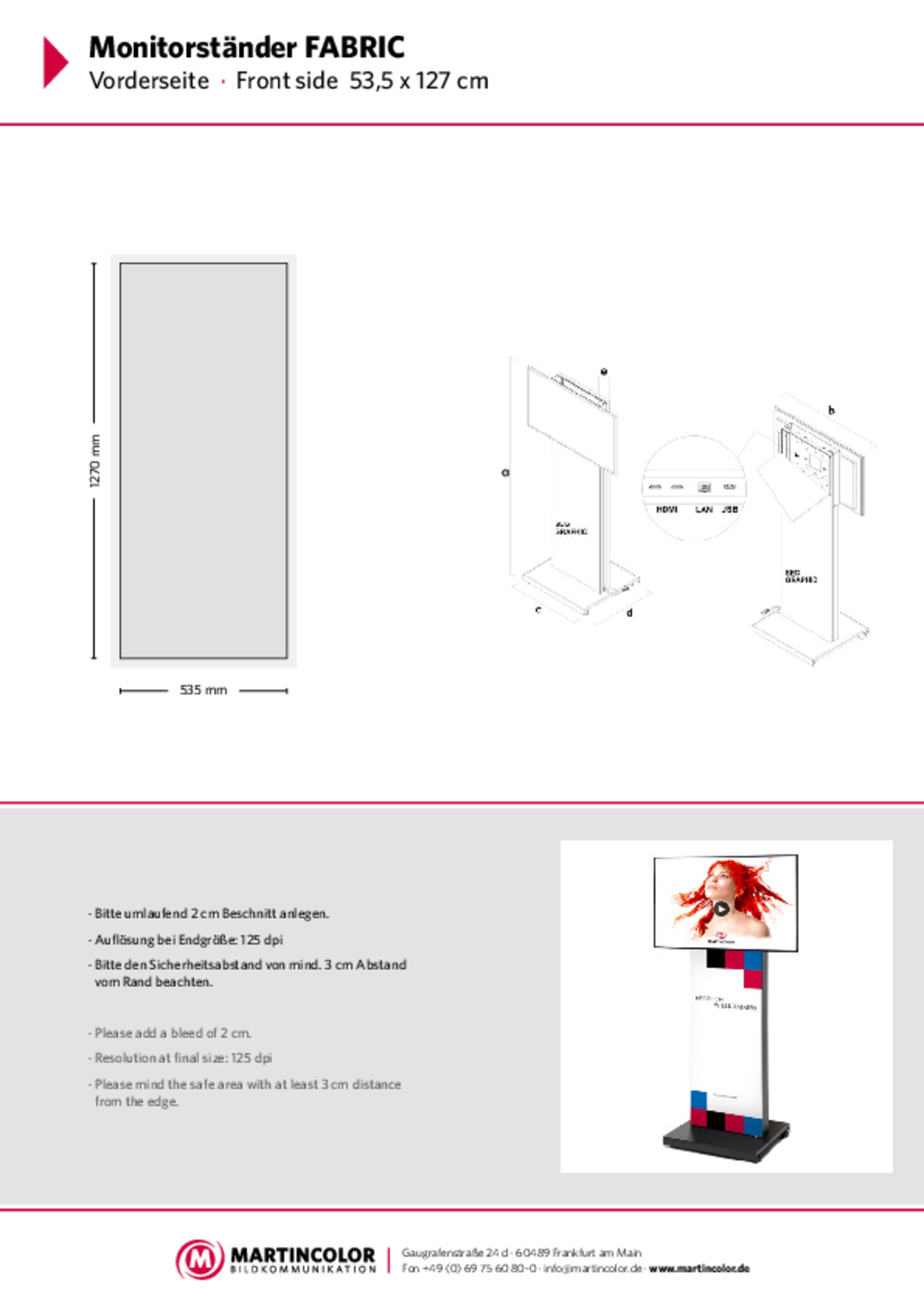 Monitorständer FABRIC Datenblatt PDF