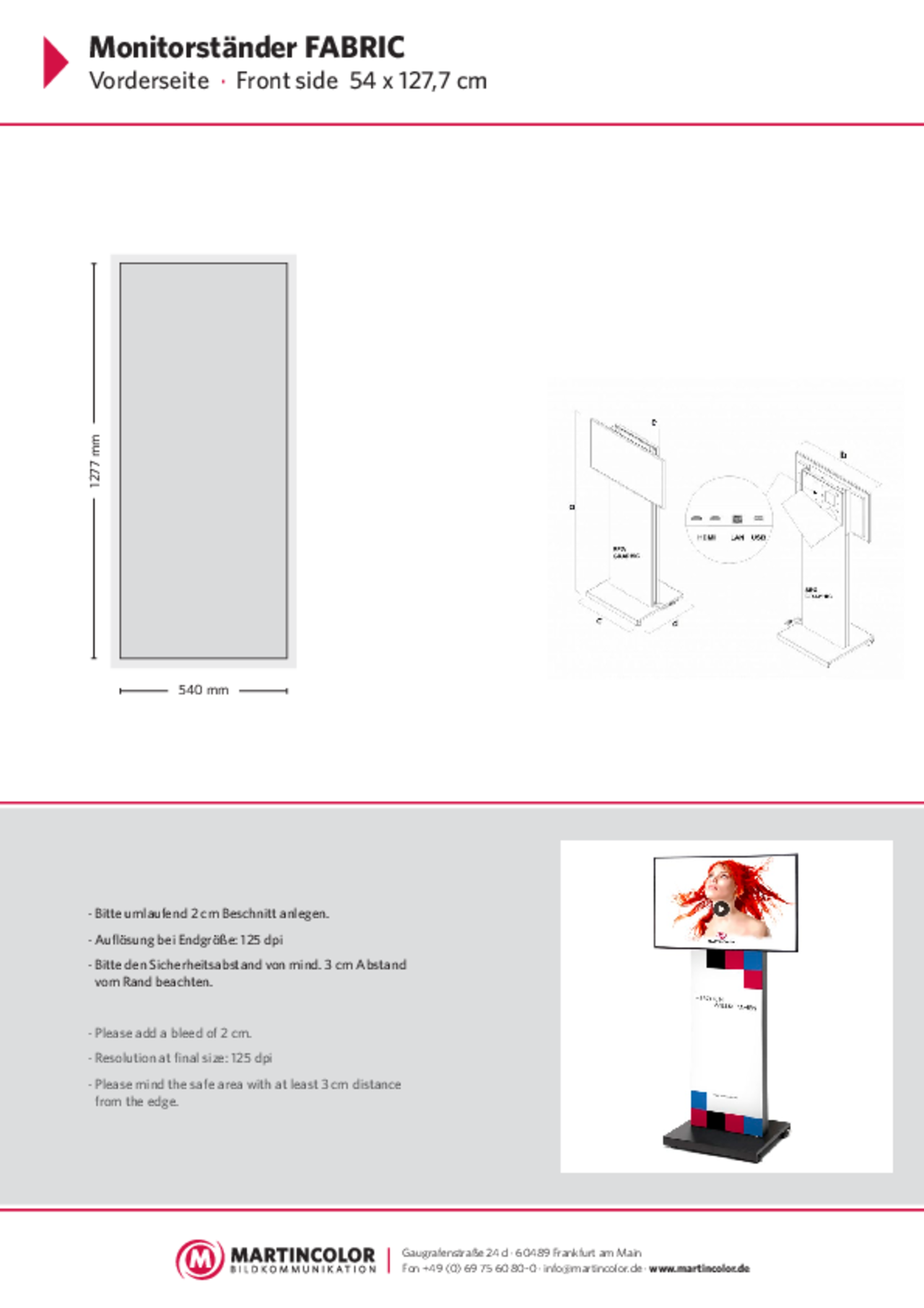 Monitor stand FABRIC data sheet PDF