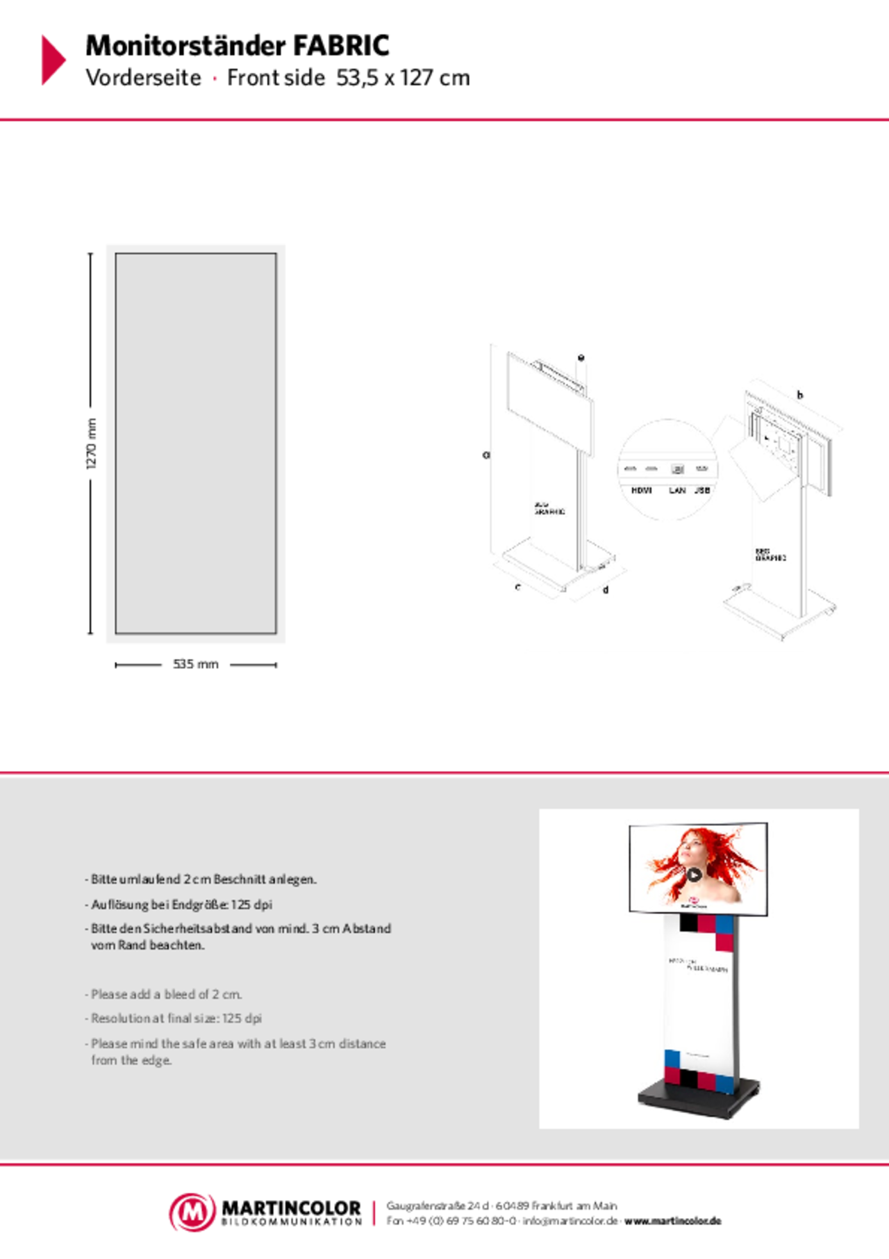 Monitorständer FABRIC Datenblatt PDF