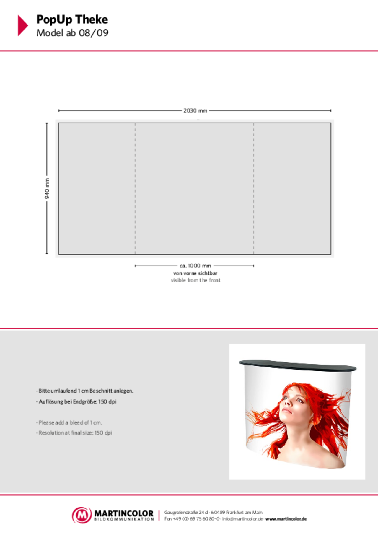 PopUp Theke Datenblatt PDF
