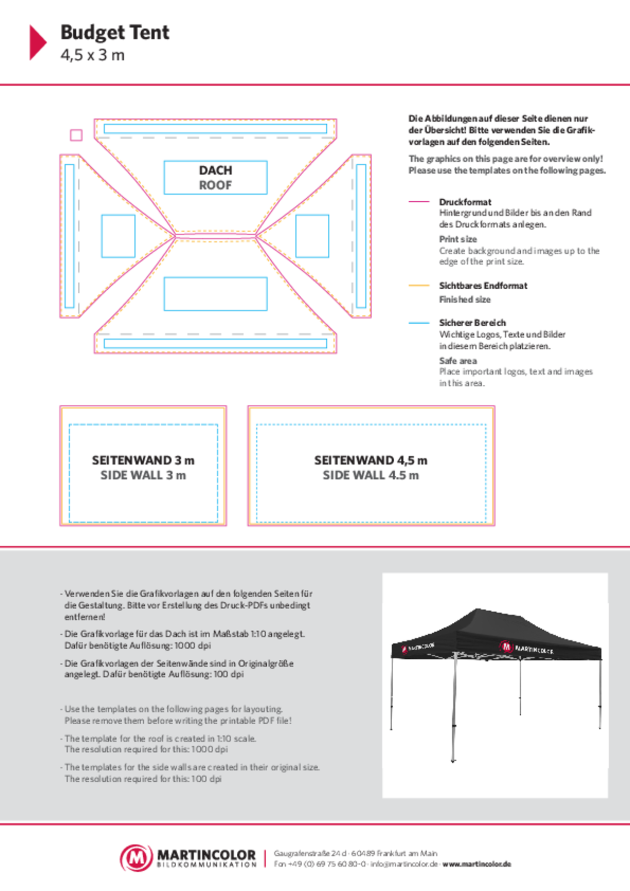 Budget Tent 4,5x3 data sheet PDF