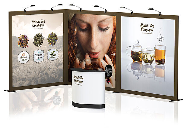 Expand GrandFabric exhibition stand solutions with counter