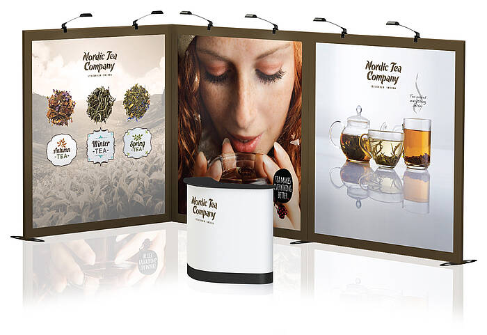 Expand GrandFabric Messestandlösungen mit Theke Expand GrandFabric Messestandlösungen mit Theke