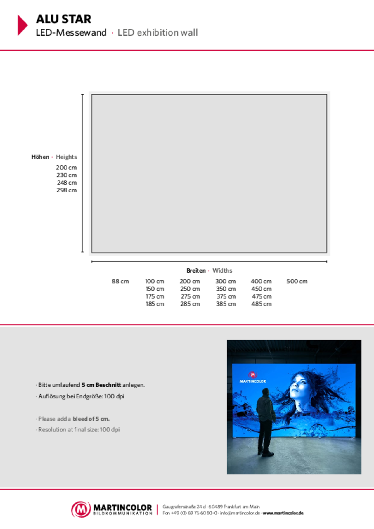 ALU STAR Leuchtwand Datenblatt PDF