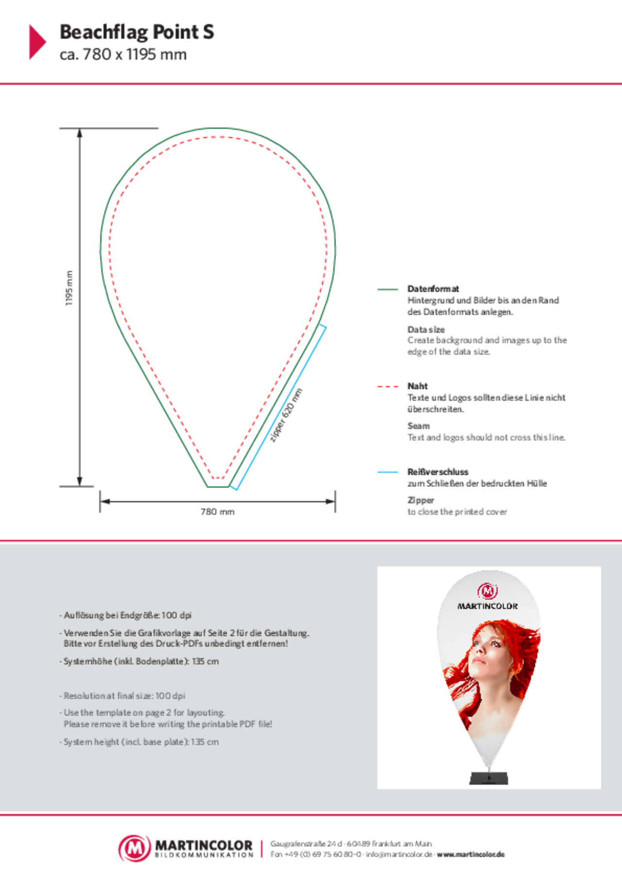 Beachflag Point Datenblatt PDF