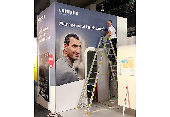 Campus Verlag exhibition stand assembly