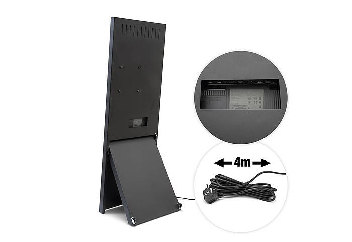 Digitaler Kundenstopper MAX Rückseite schwarz Digitaler Kundenstopper MAX Rückseite schwarz