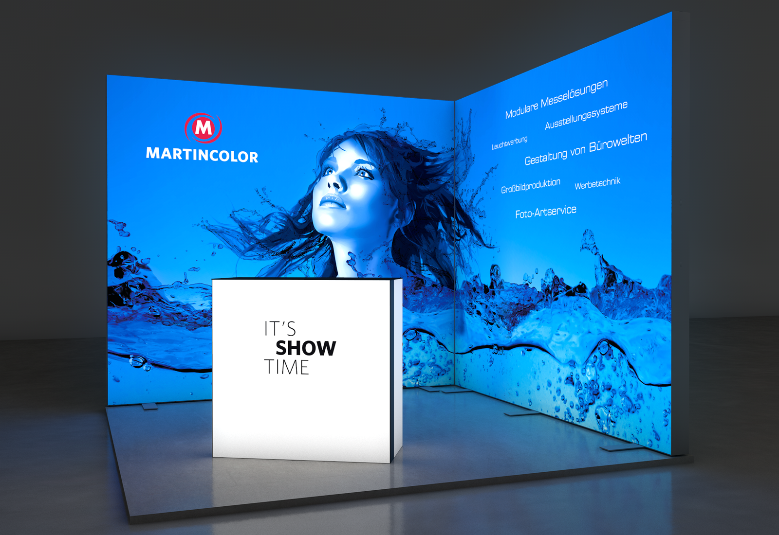 LED Messestand Premium 3x3 m Eckstand