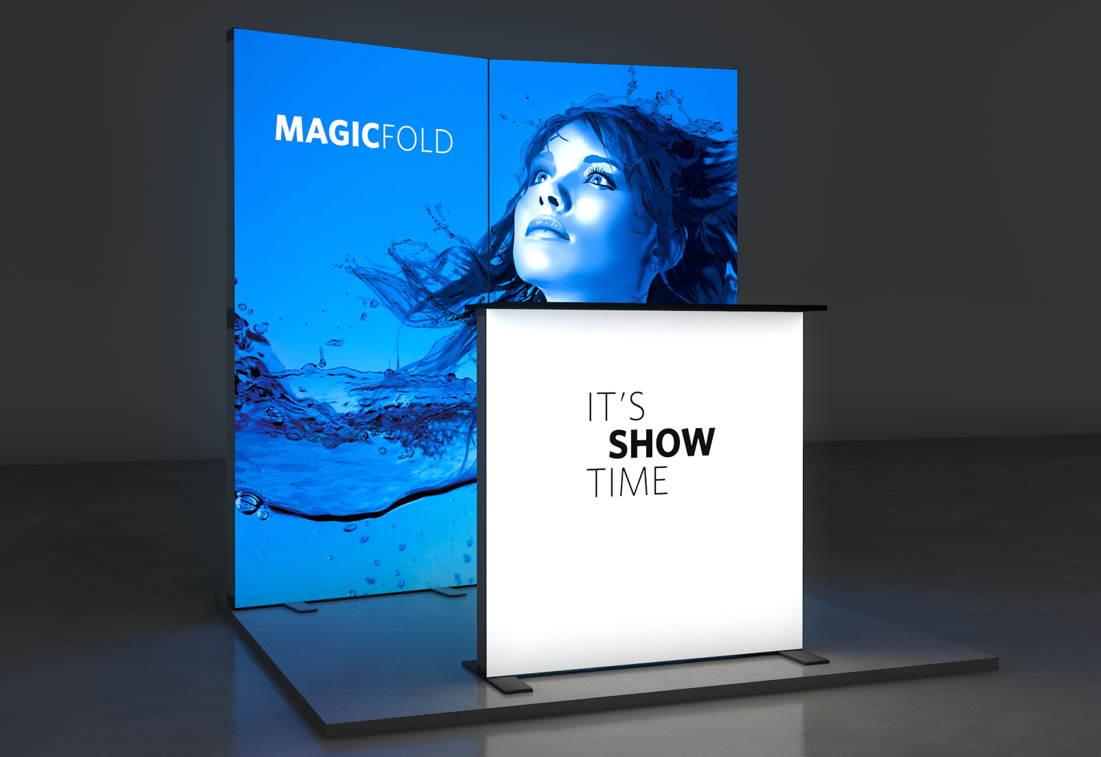 LED Messestand faltbar 2x2 m Kopfstand