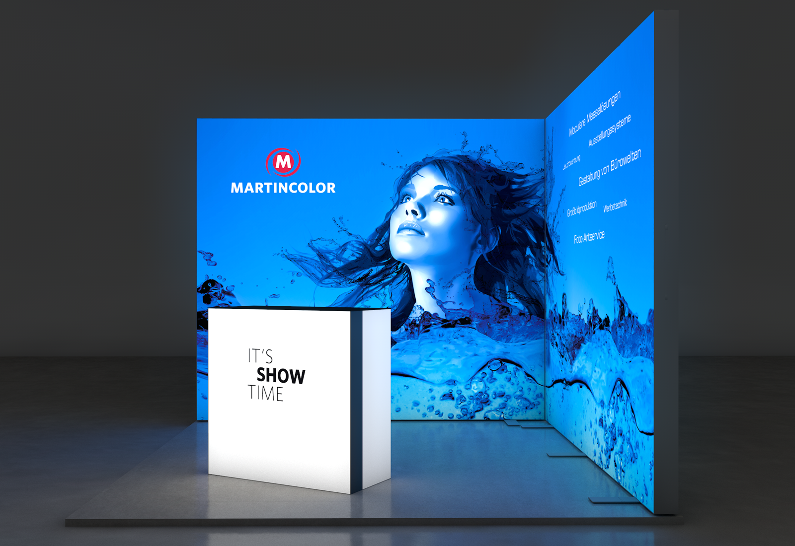 LED Messestand Premium 3x3 m Eckstand