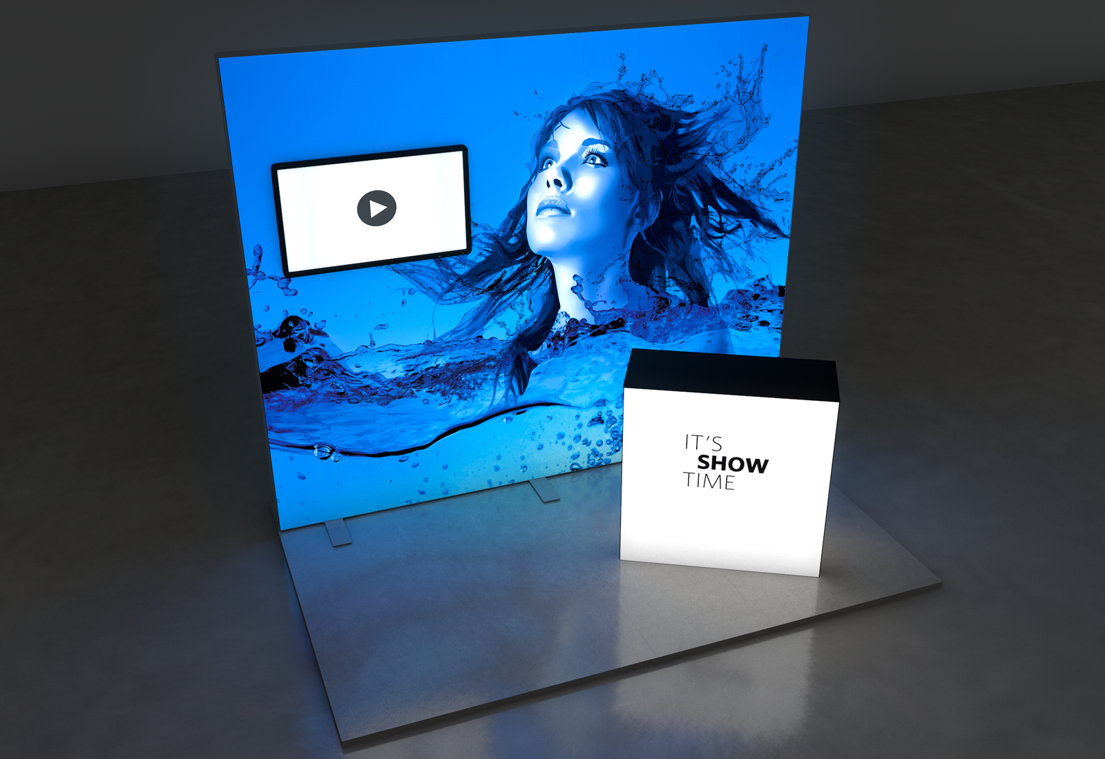 LED Messestand Premium 3x2 m mit Monitor-Modul