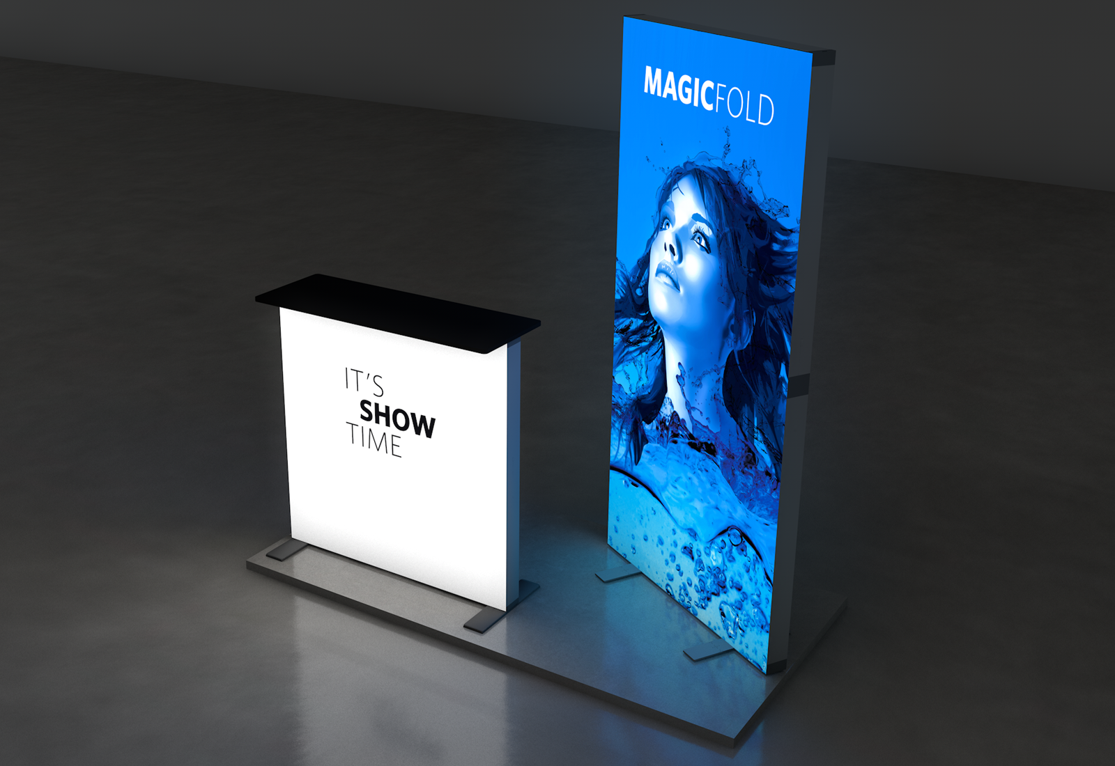 LED Messestand faltbar 2x1 m Kopfstand