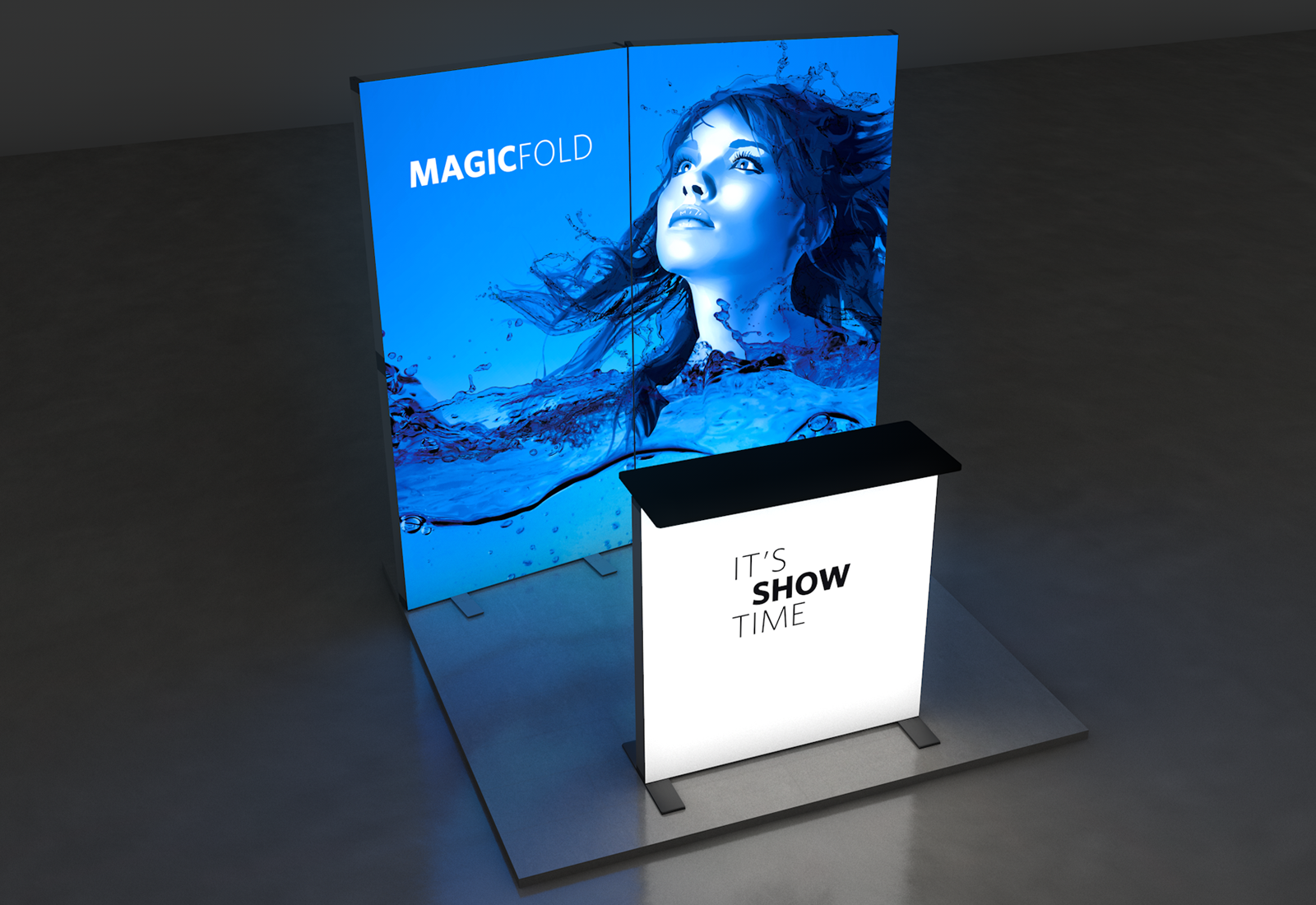 LED Messestand faltbar 2x2 m Kopfstand