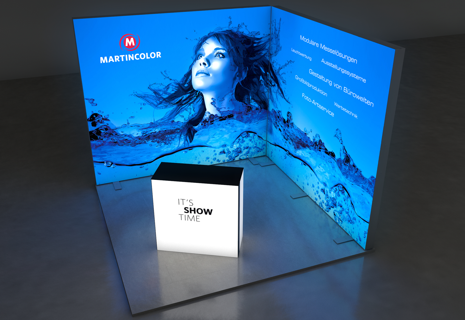 LED Messestand Premium 3x3 m Eckstand